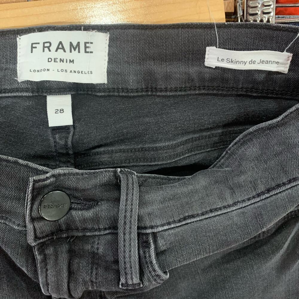 FRAME Le Skinny de Jeanne Raw Hem Size 28 Washed Black - Picture 8 of 8